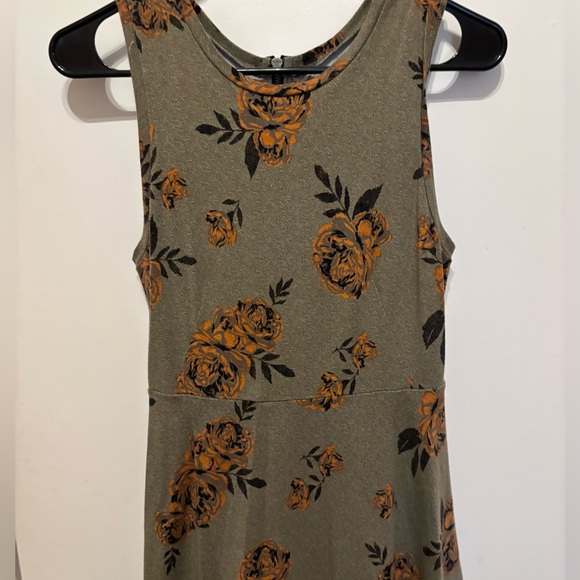 VANS Olive Green Floral Mini Fit & Flare Dress Stretch - Picture 5 of 5